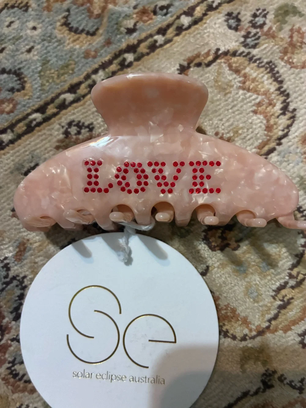 Pink 'LOVE' Rhinestone Hair Claw